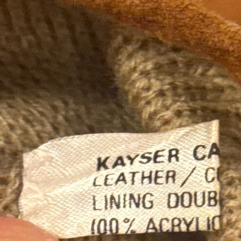 Vintage Kayser Tan Brown Suede Leather Gloves Lined Large Palm Vent Gardening